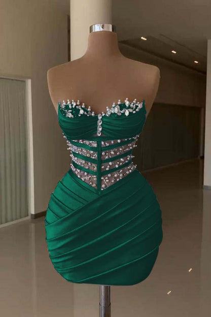 Sweetheart Sleeveless Pleated Short Homecoming Dress With Beading HC0147