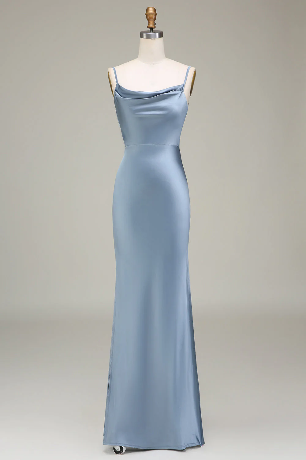 Baby Blue Sheath Sleeveless Bridesmaid Dress with Straight Across YU0055