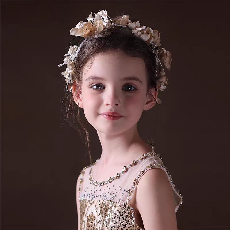 Birthday Party Flower Girl Headband with Veil Charming Pendant W029