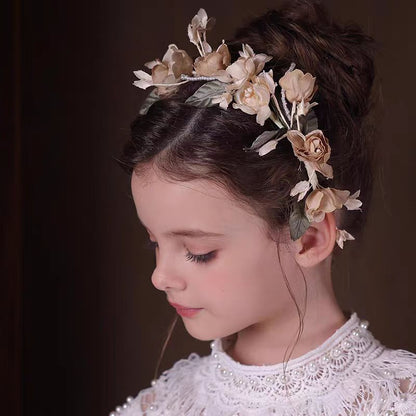 Birthday Party Flower Girl Headband with Veil Charming Pendant W029