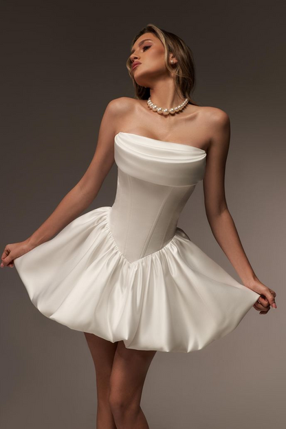 Strapless Sleeveless Short A Line Homecoming Dress With Pleated HC0163