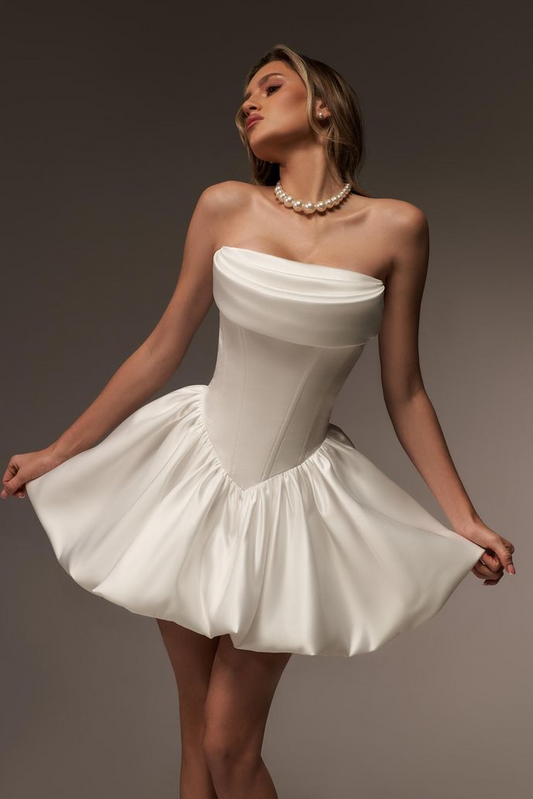 Strapless Sleeveless Short A Line Homecoming Dress With Pleated HC0163