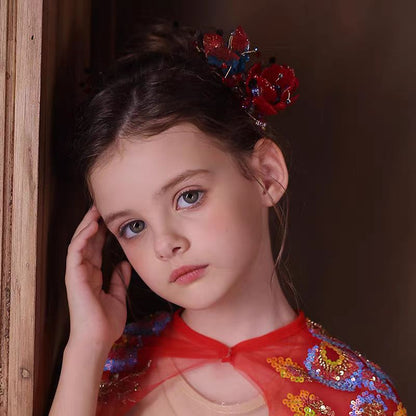 Birthday Party Flower Girl Headband with Veil Charming Pendant W029