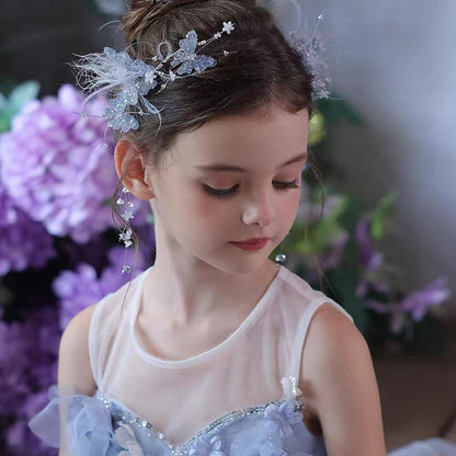 Birthday Party Flower Girl Headband with Veil Charming Pendant W029