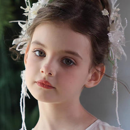 Birthday Party Flower Girl Headband with Veil Charming Pendant W029