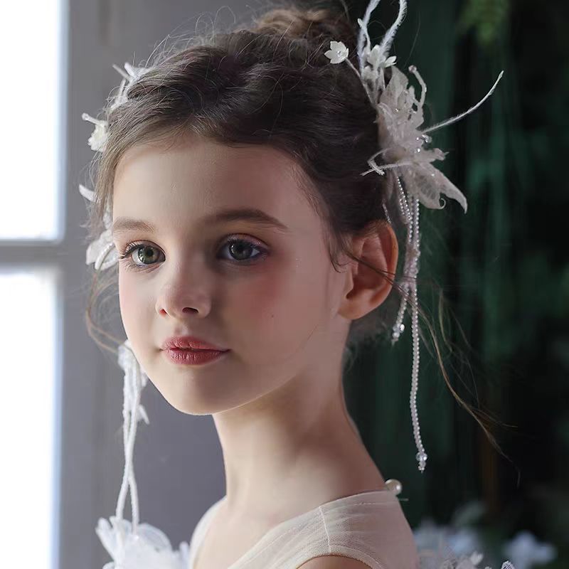 Birthday Party Flower Girl Headband with Veil Charming Pendant W029