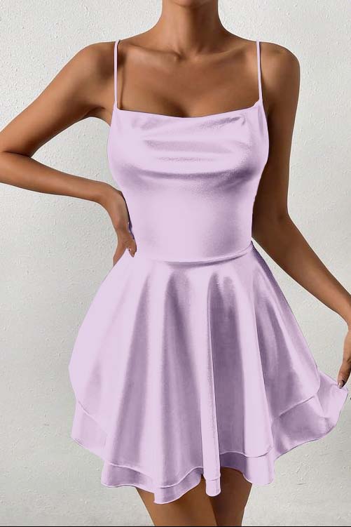 Sleeveless Spaghetti Strap Short Homecoming Dress With Ruffles HC0138