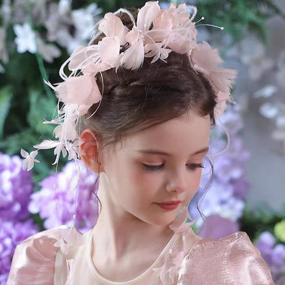 Birthday Party Flower Girl Headband with Veil Charming Pendant W029
