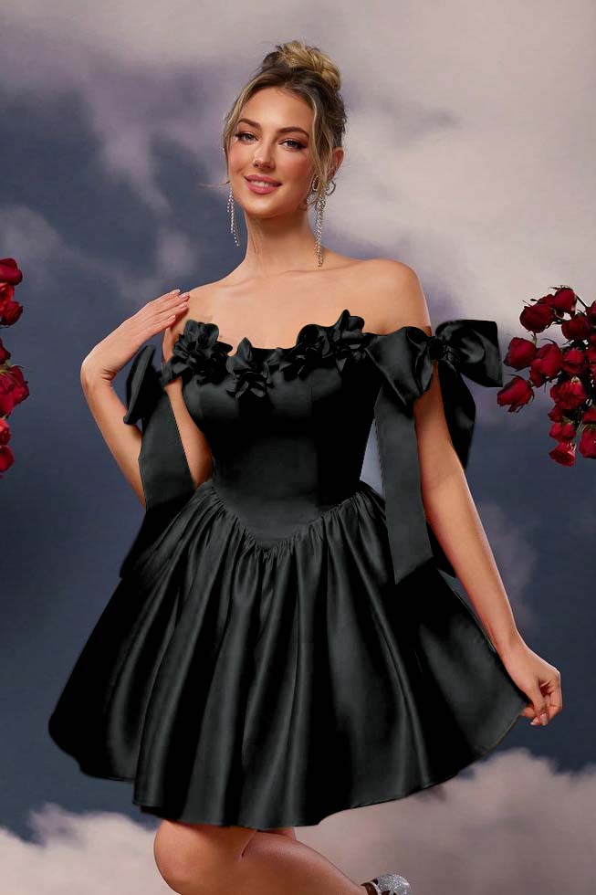 Off the Shoulder Sleeveless Short A Line Homecoming Dress With Pleated HC0171