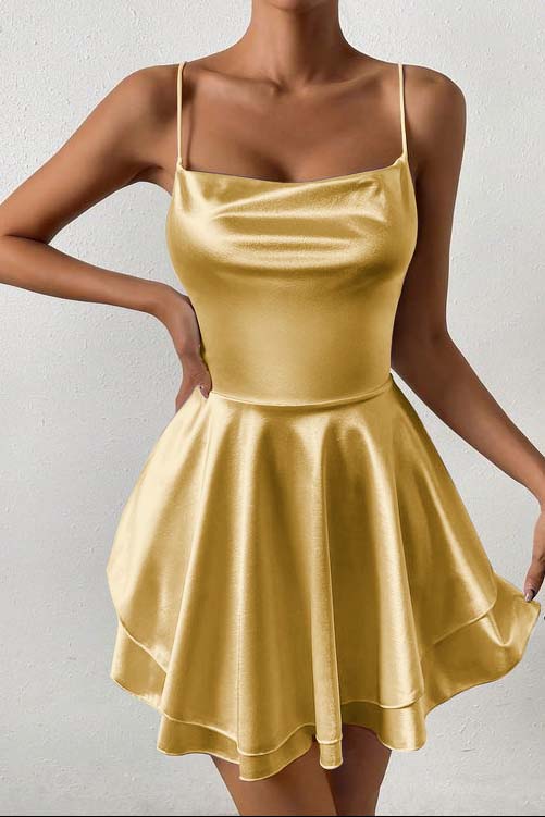 Sleeveless Spaghetti Strap Short Homecoming Dress With Ruffles HC0138