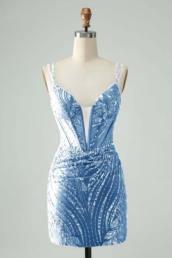 Spaghetti Strap Sleeveless Short Homecoming Dress With Appliques HC0130