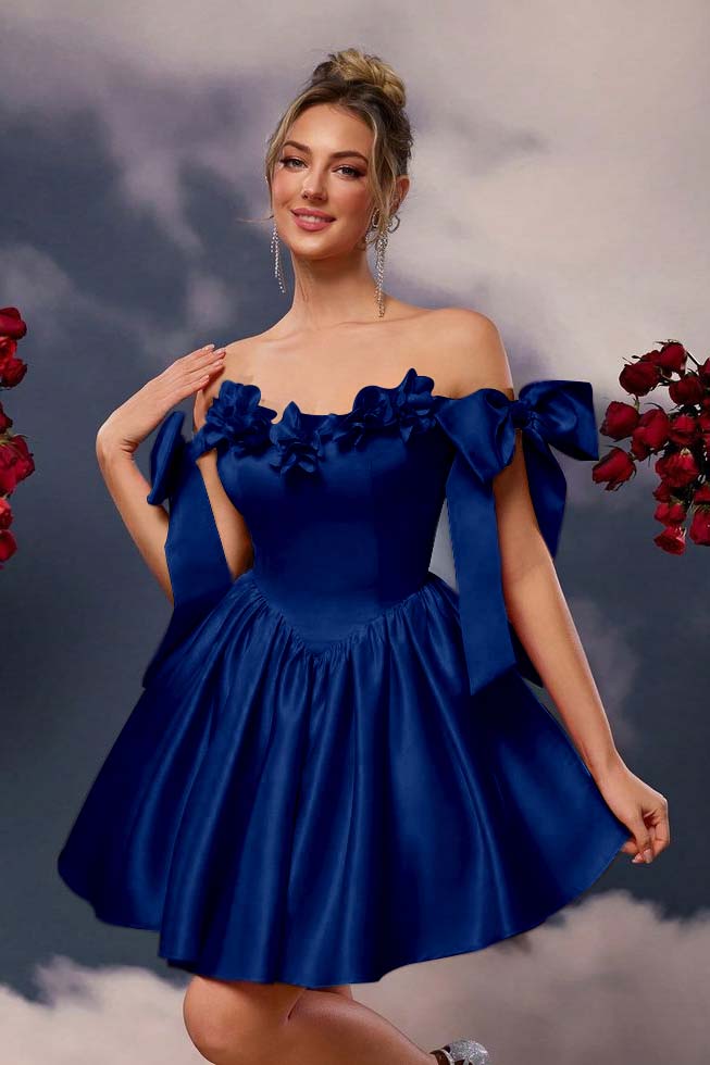 Off the Shoulder Sleeveless Short A Line Homecoming Dress With Pleated HC0171