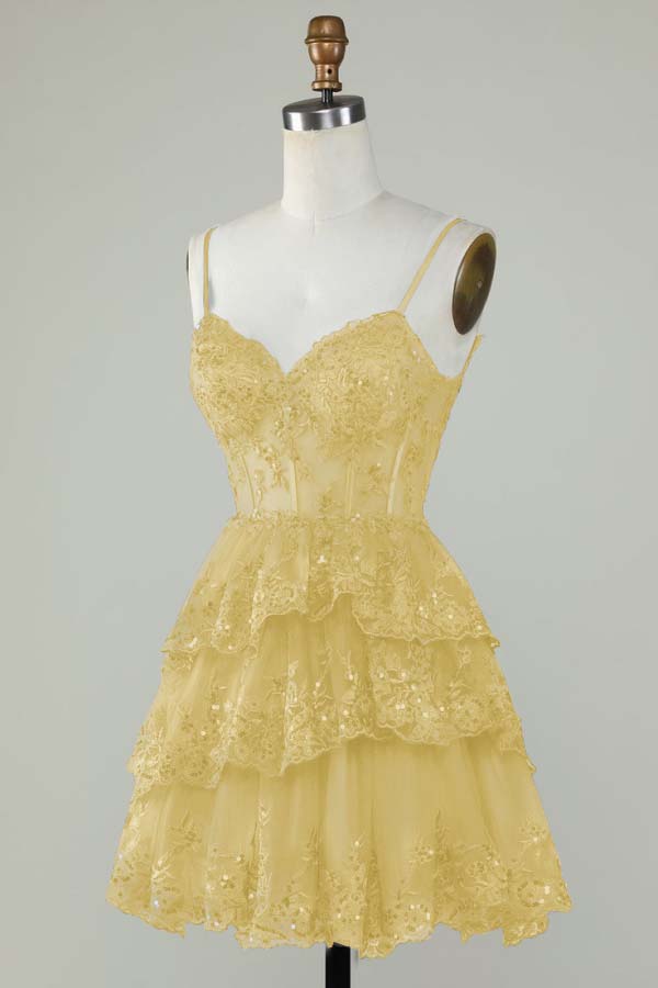 Exquisite Spaghetti Strap Sleeveless Beaded Homecoming Dress With Embroidery HC0013