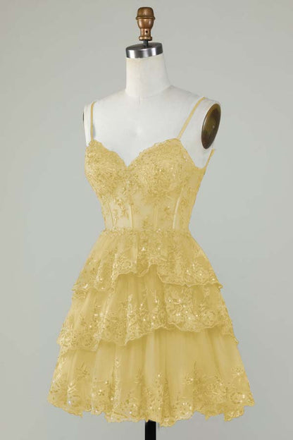 Exquisite Spaghetti Strap Sleeveless Beaded Homecoming Dress With Embroidery HC0013