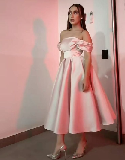 Pretty A-Line Off Shoulder Pink Prom Dresses Formal Evening Dress    cg25864