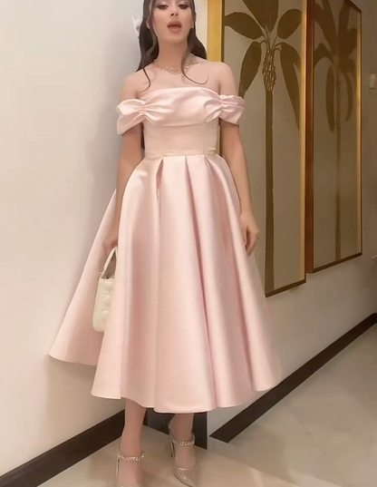 Pretty A-Line Off Shoulder Pink Prom Dresses Formal Evening Dress    cg25864