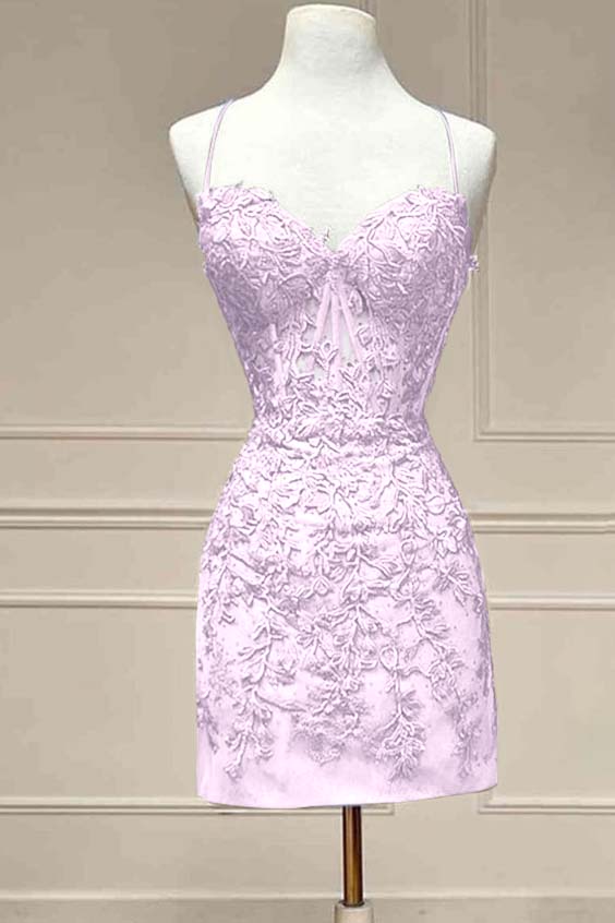 Hellodresses Royal Blue Spaghetti Strap Sleeveless Short Homecoming Dress With Embroidery