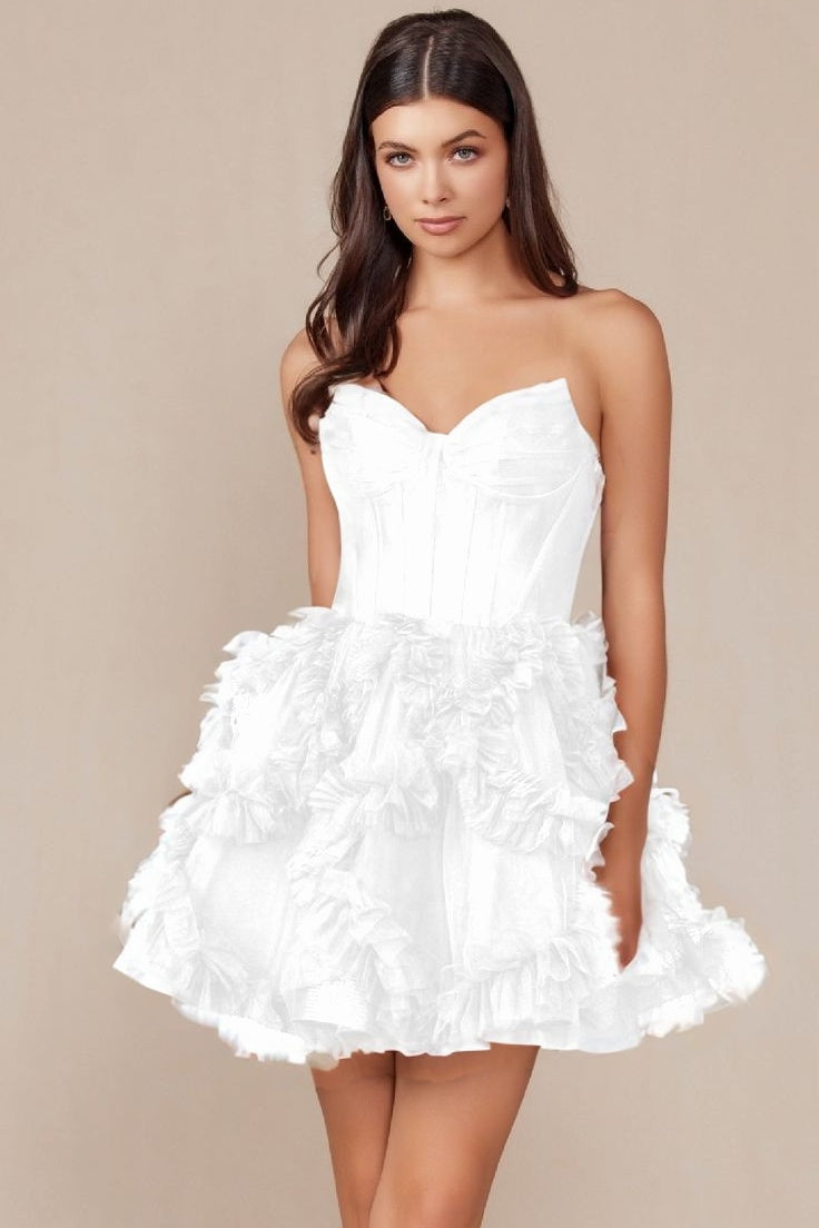 Tulle Sweetheart Sleeveless Short Homecoming Dress With Ruffles HC0123