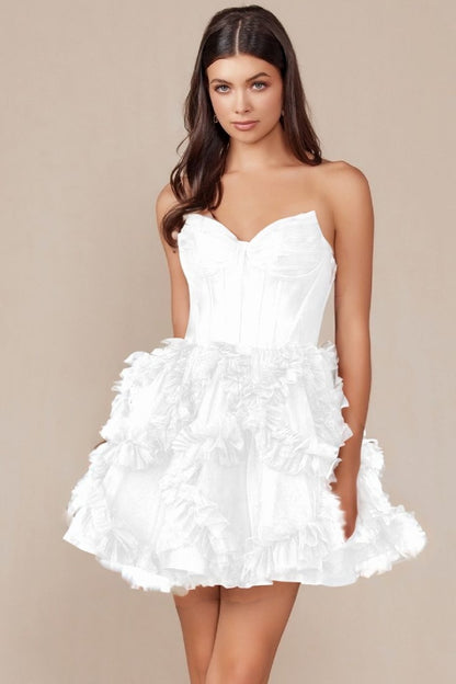Tulle Sweetheart Sleeveless Short Homecoming Dress With Ruffles HC0123