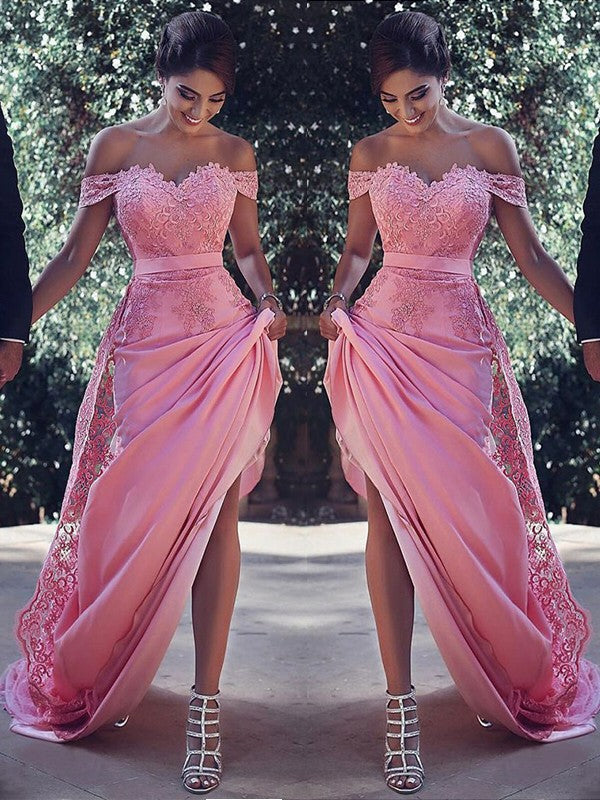 Off-the-Shoulder Candy Pink Prom Dress PD0229