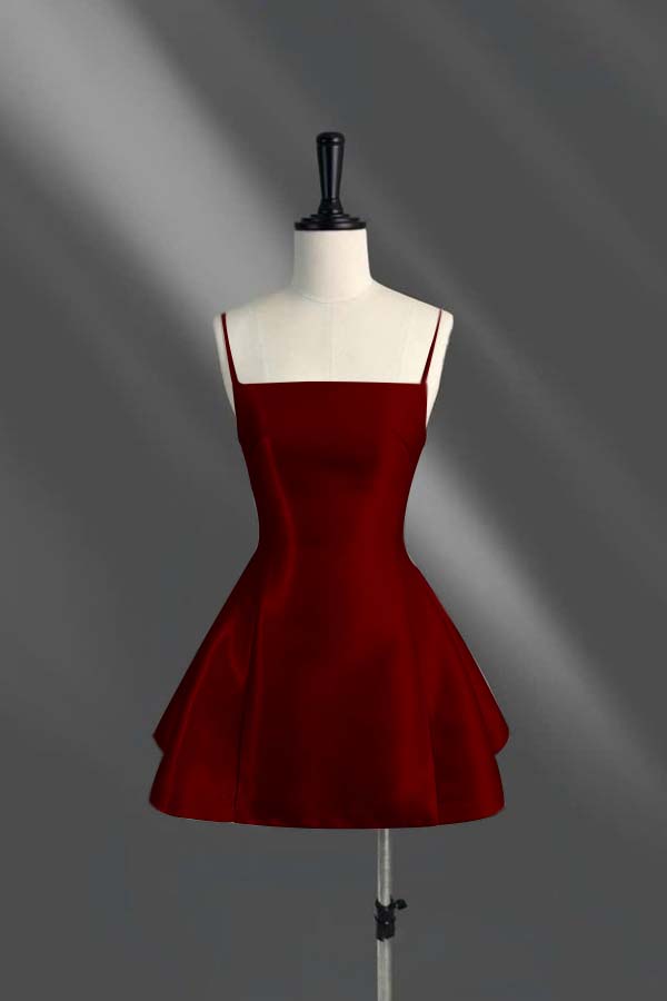 Spaghetti Strap Sleeveless Short A Line Homecoming Dress With Pleated HC0185