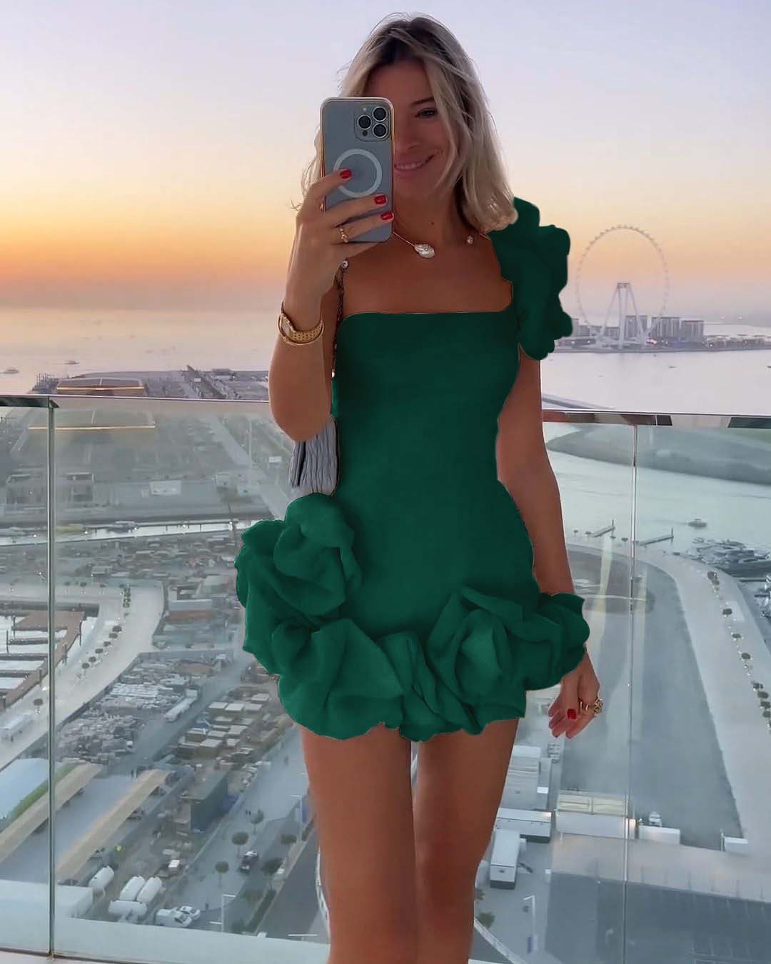 White One shoulder Sleeveless Short Homecoming Dress With Ruffles HC0134