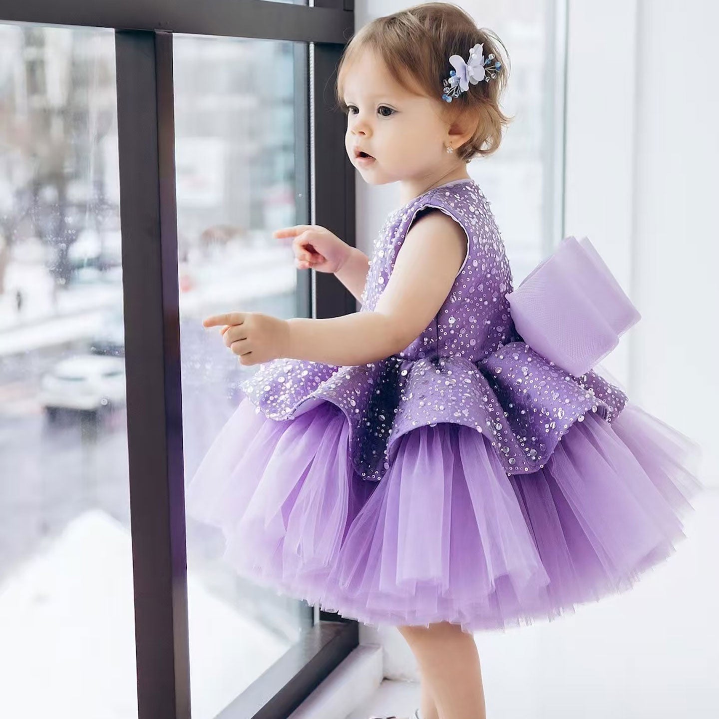Lavender Flower Girl Dress Birthday Wedding Photoshoot Party D115