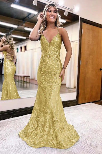 Blue Prom Dress Sequins With Spaghetti Strap Mermaid | Zelldresses