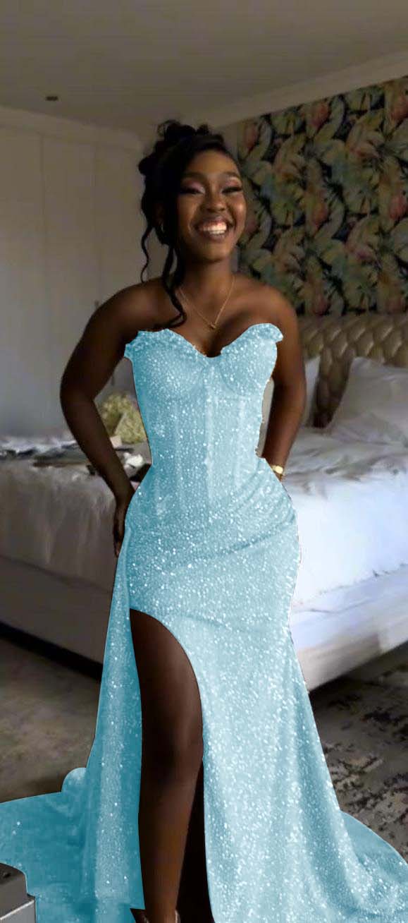 Sweetheart Sleeveless Long Mermaid Prom Dress With Split Sequin BL0003