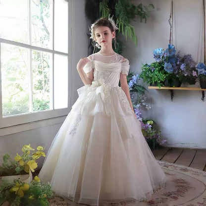 Elegant White Off Shoulder Princess Girl Dress for Birthday and Pageant J276