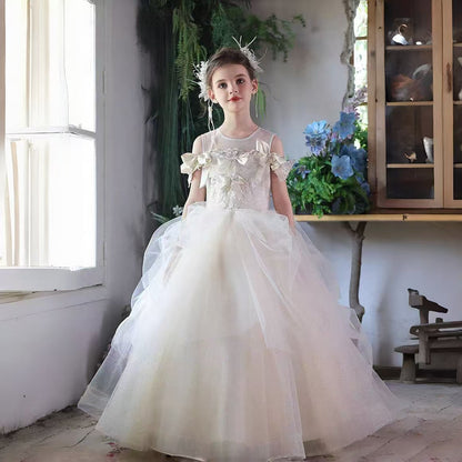 Elegant Lace Princess Girl Dress for Birthday Party and Pageant J131