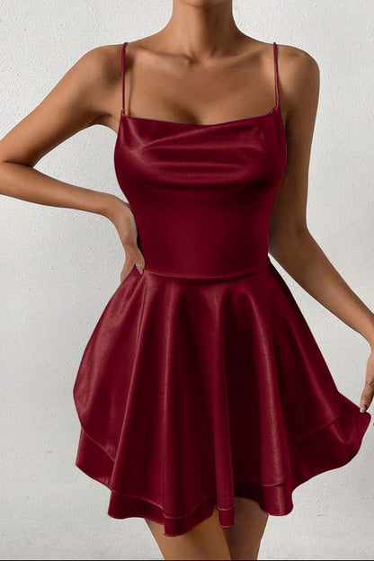 Sleeveless Spaghetti Strap Short Homecoming Dress With Ruffles HC0138