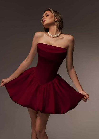 Strapless Sleeveless Short A Line Homecoming Dress With Pleated HC0163