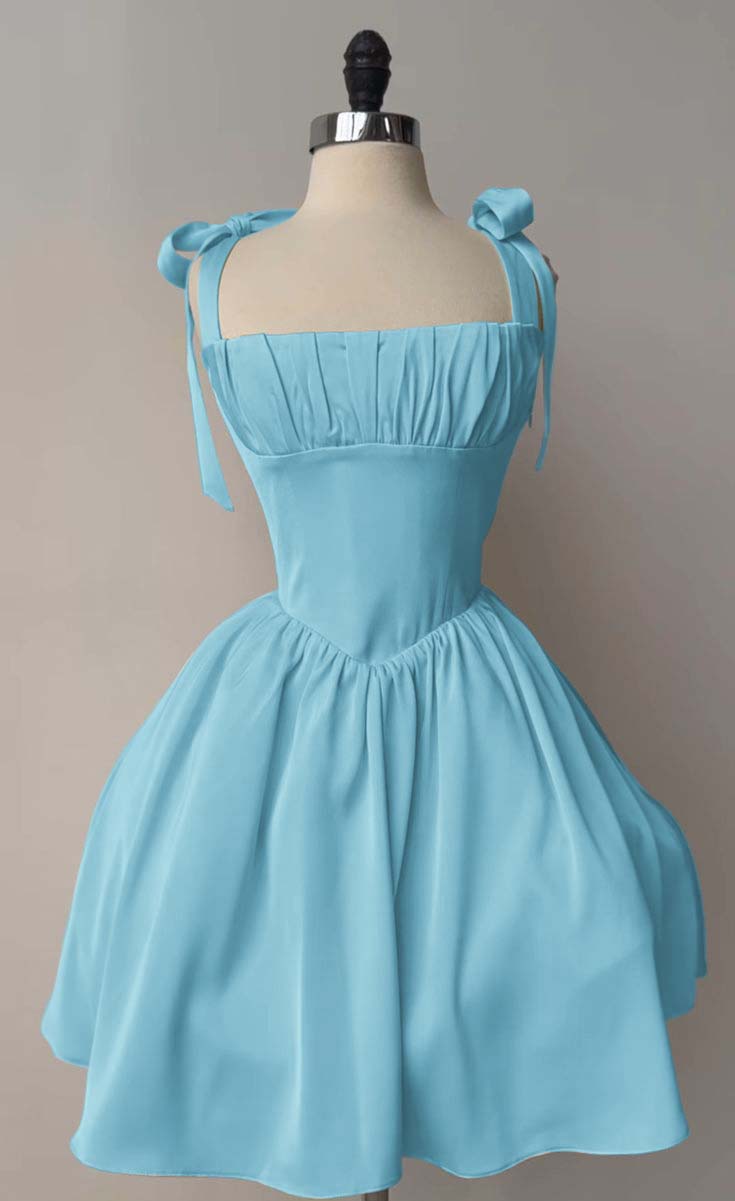 Straps Sleeveless Short A Line Homecoming Dress With Pleated HC0170