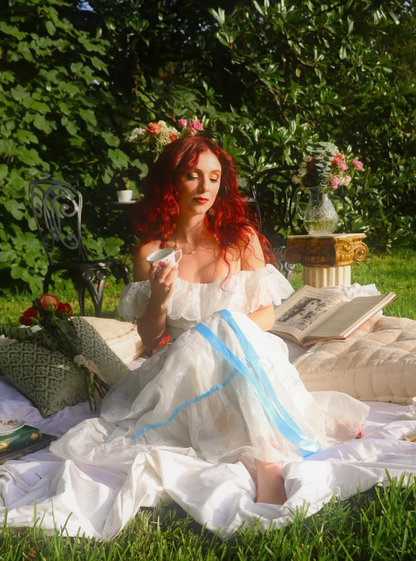 Princess A Line Off the Shoulder Embroidered White Tulle Party Dress Evening Dress SH2780