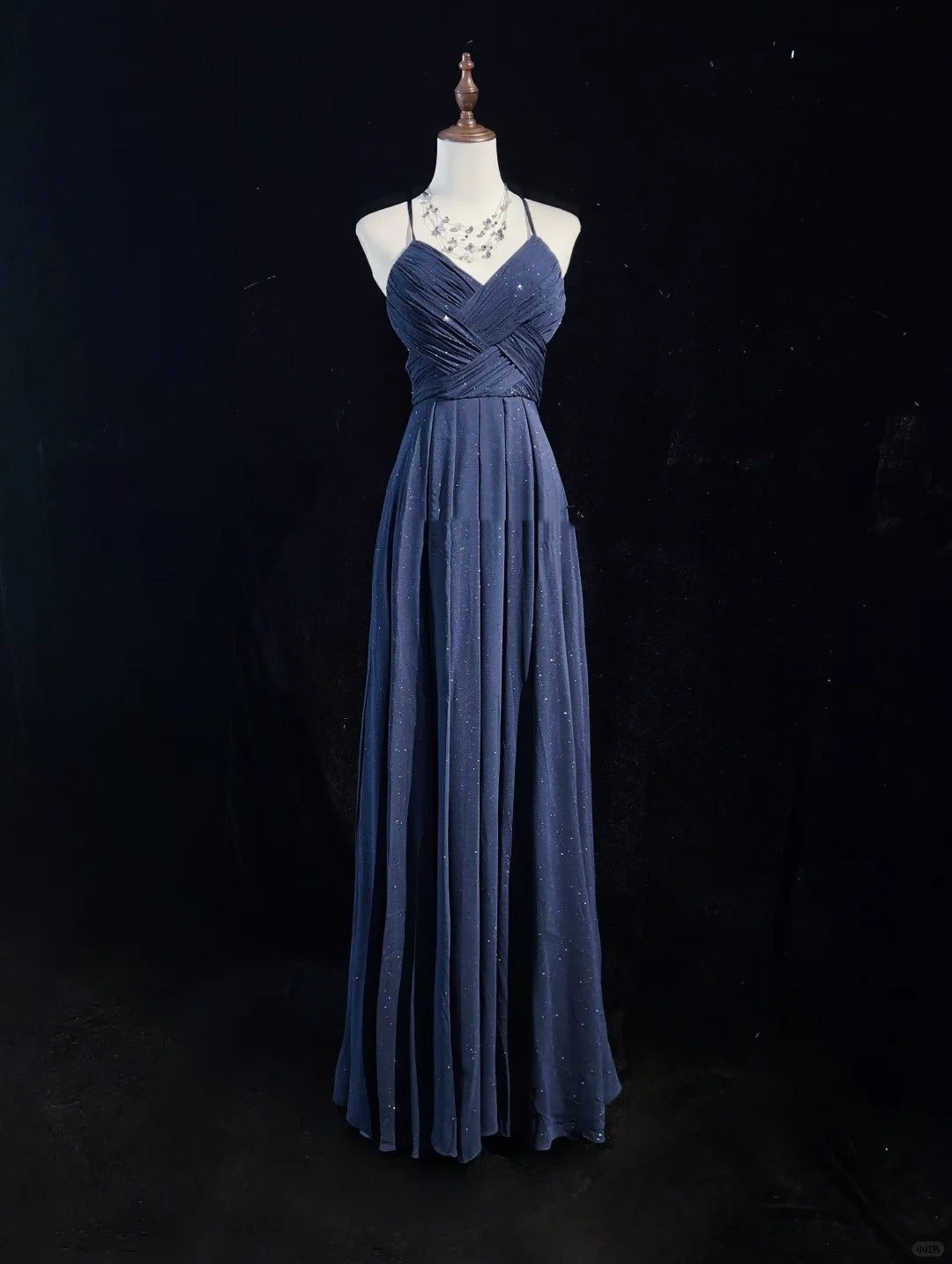 Dark Blue Shiny Fashionable Elegant Long Backless Floor Length Tulle Ball Gown Evening Gown Party Dress Prom Gown Bridesmaid Dress Graduation Gown gh3864