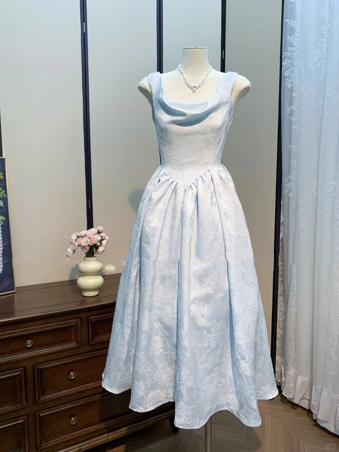 Light blue elegant girl homecoming dress long satin prom dress evening dress party dress birthday dress bridesmaid dress gh4544
