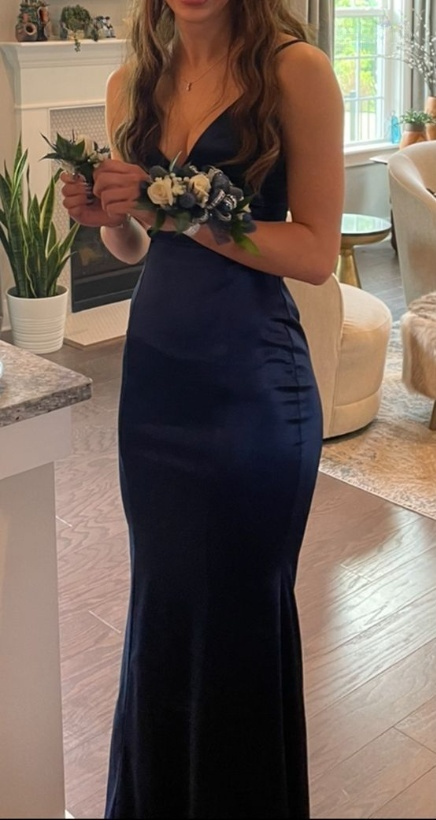 Navy Blue Prom Dress Elegant Evening Party Dress   fg7440