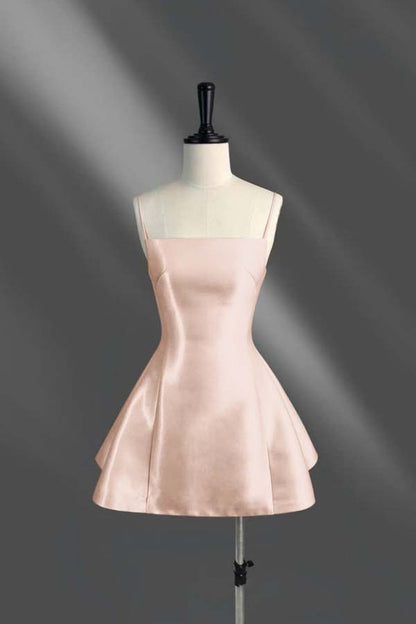 Spaghetti Strap Sleeveless Short A Line Homecoming Dress With Pleated HC0185