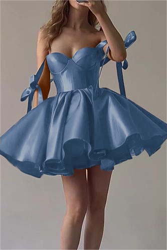 Amazing Fuchsia Satin Sweetheart Short  A-Line Homecoming Dress With Ruffles HC0002