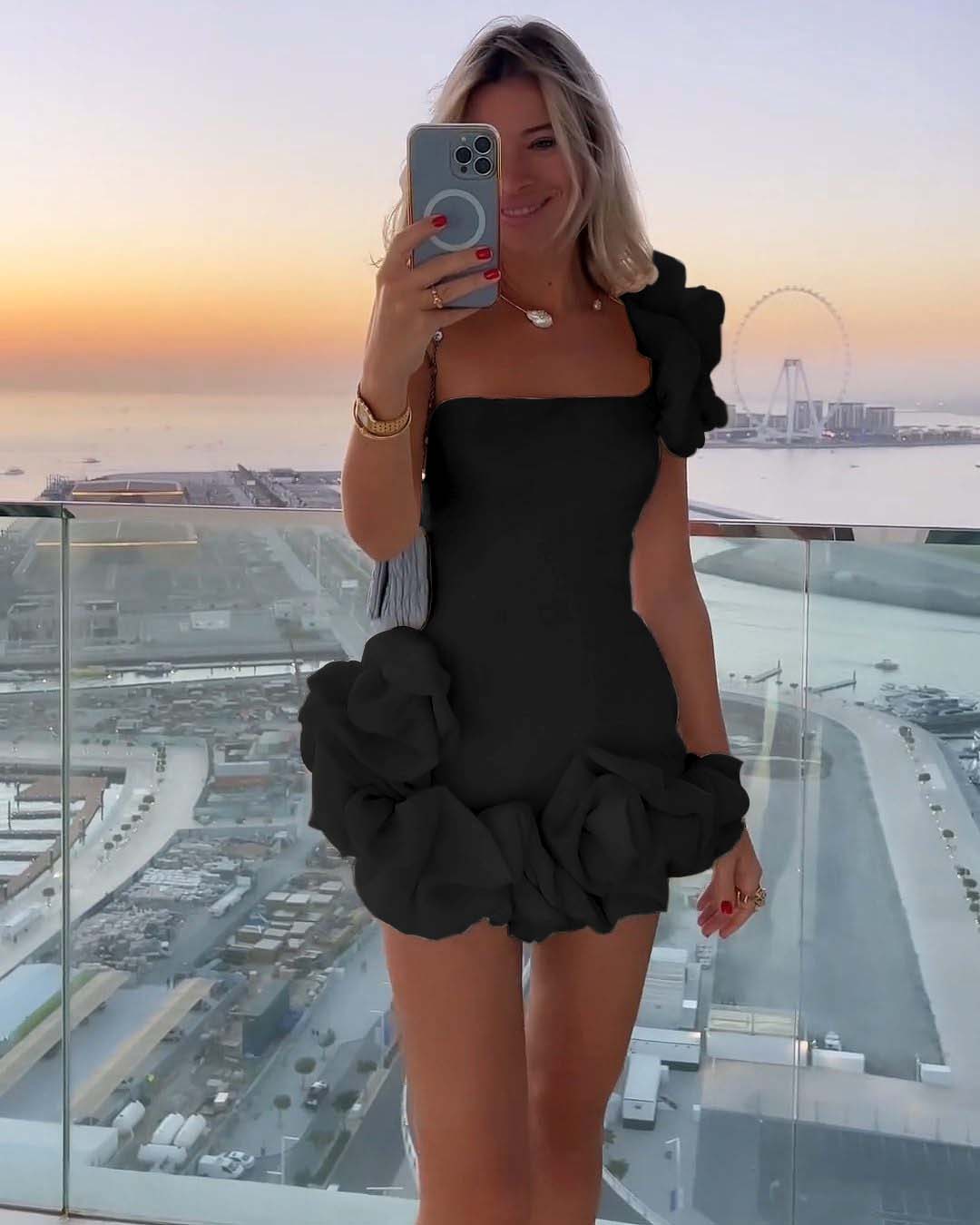 White One shoulder Sleeveless Short Homecoming Dress With Ruffles HC0134