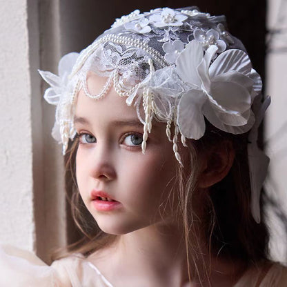 Birthday Party Flower Girl Headband with Veil Charming Pendant W029
