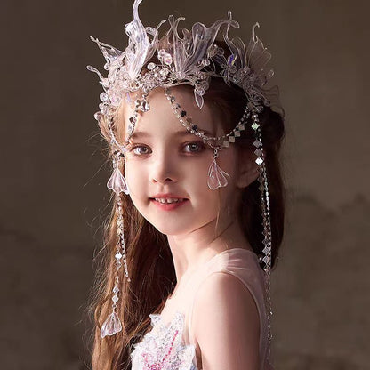 Birthday Party Flower Girl Headband with Veil Charming Pendant W029