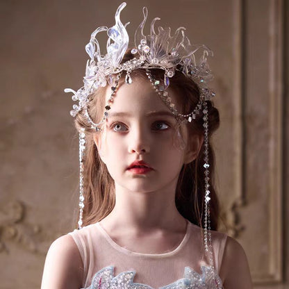 Birthday Party Flower Girl Headband with Veil Charming Pendant W029