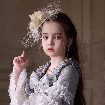 Birthday Party Flower Girl Headband with Veil Charming Pendant W029