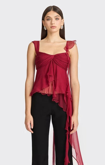 Gentle A Line Two Piece Appliques Tiered Ivory Chiffon Party Dress Evening Dress SH2886