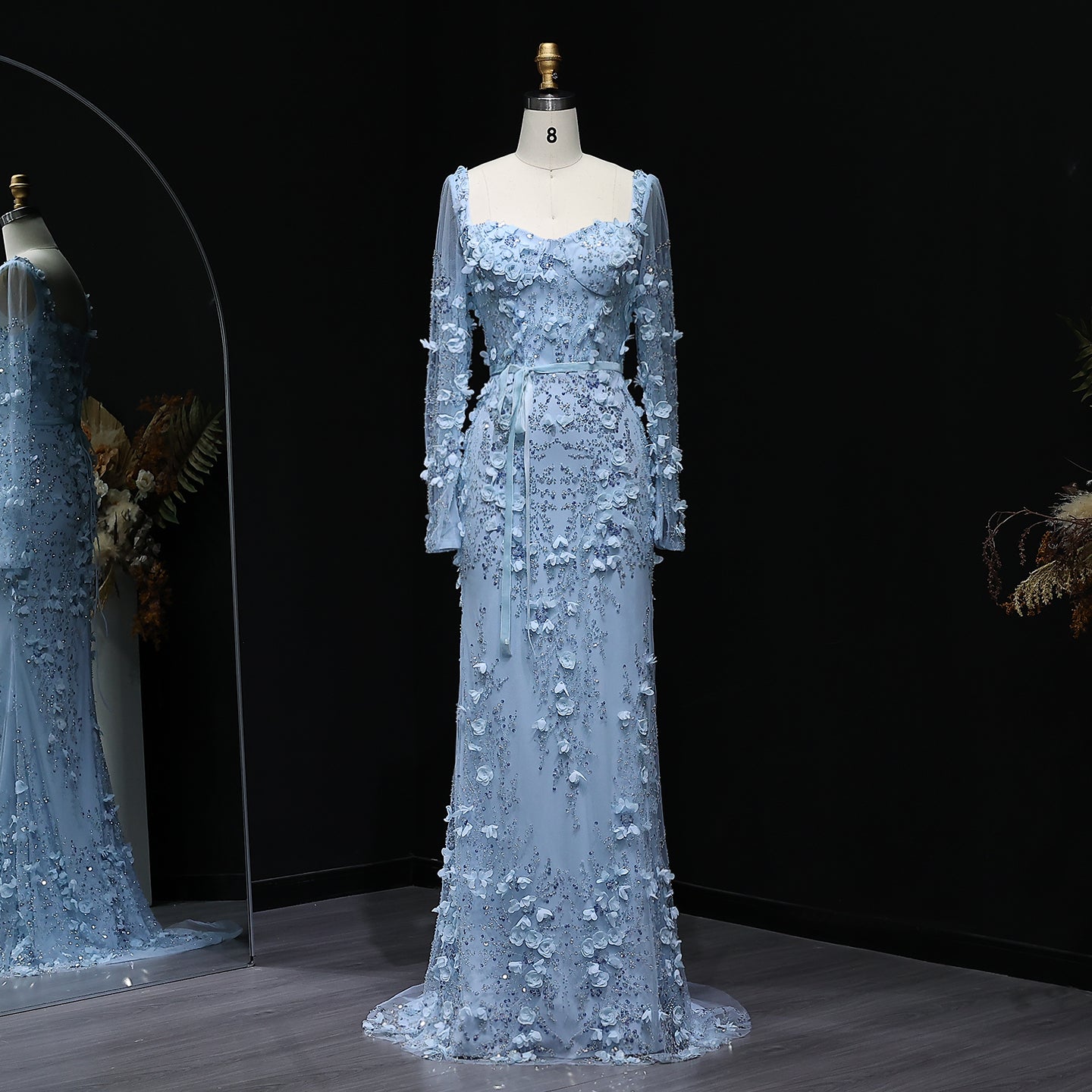 Stunning Lime Green 3D Floral Mermaid Evening Dress SS355