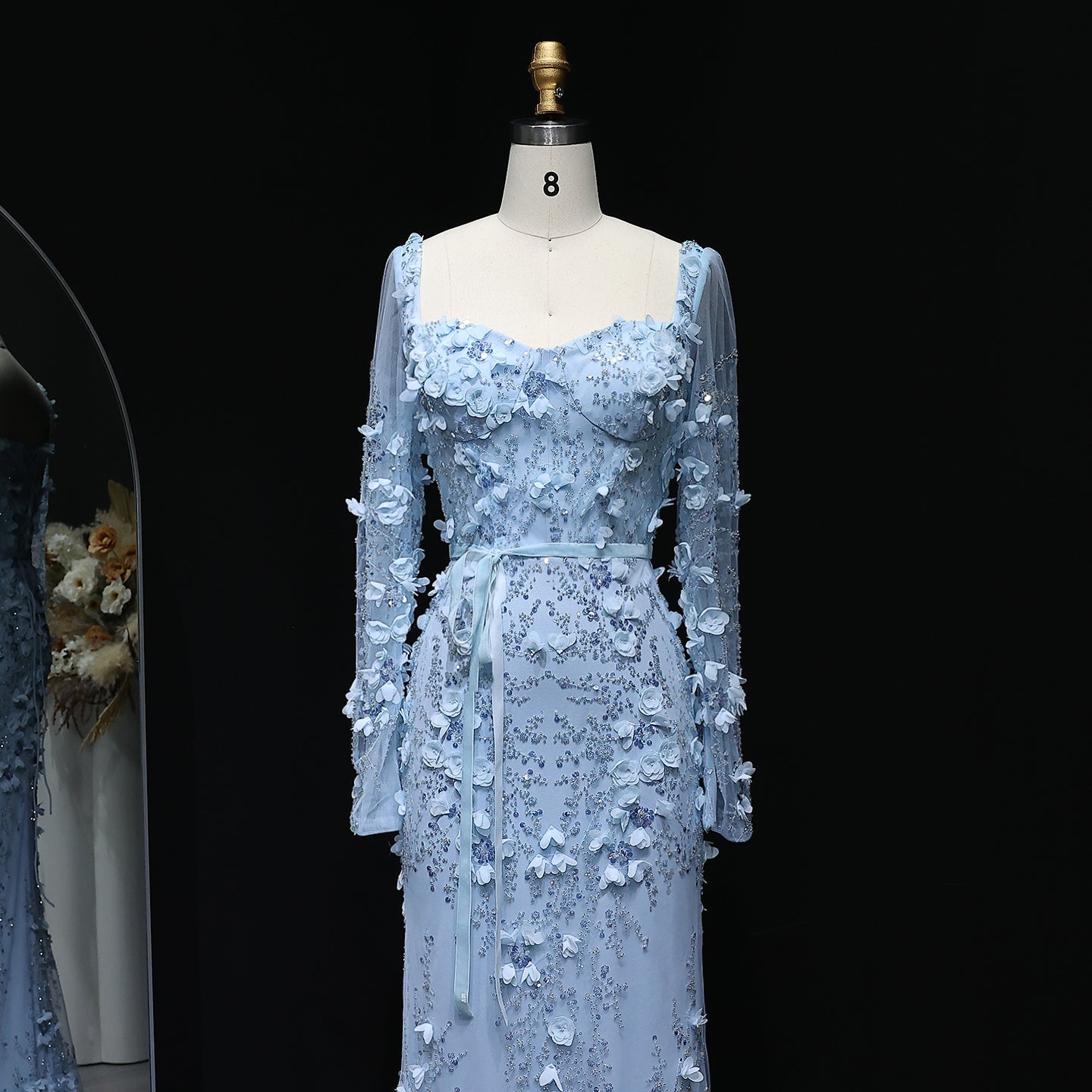 Stunning Lime Green 3D Floral Mermaid Evening Dress SS355