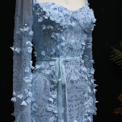 Stunning Lime Green 3D Floral Mermaid Evening Dress SS355