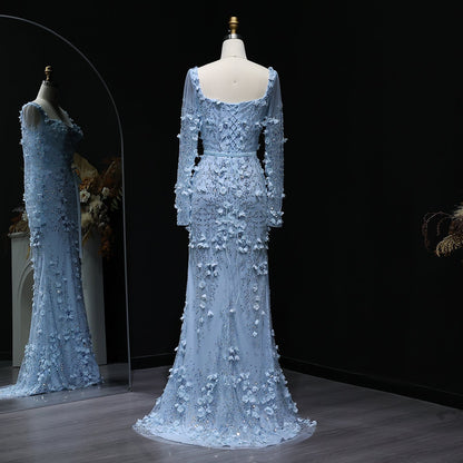 Stunning Lime Green 3D Floral Mermaid Evening Dress SS355